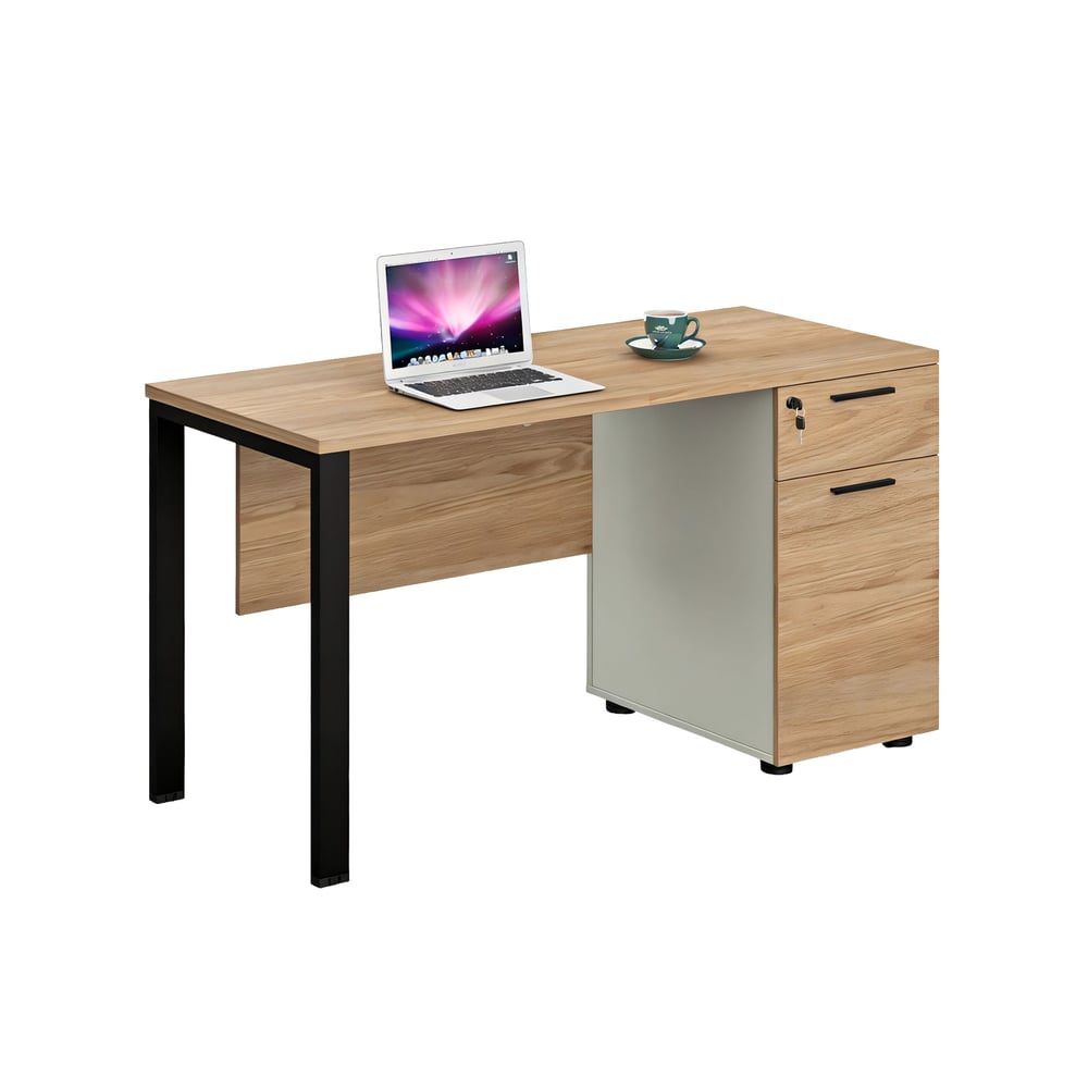 Бюро RFG Monaco, с контейнер, 1200 х 600 х 750 mm, ПДЧ 25 mm, плот бряст, черни метални крака