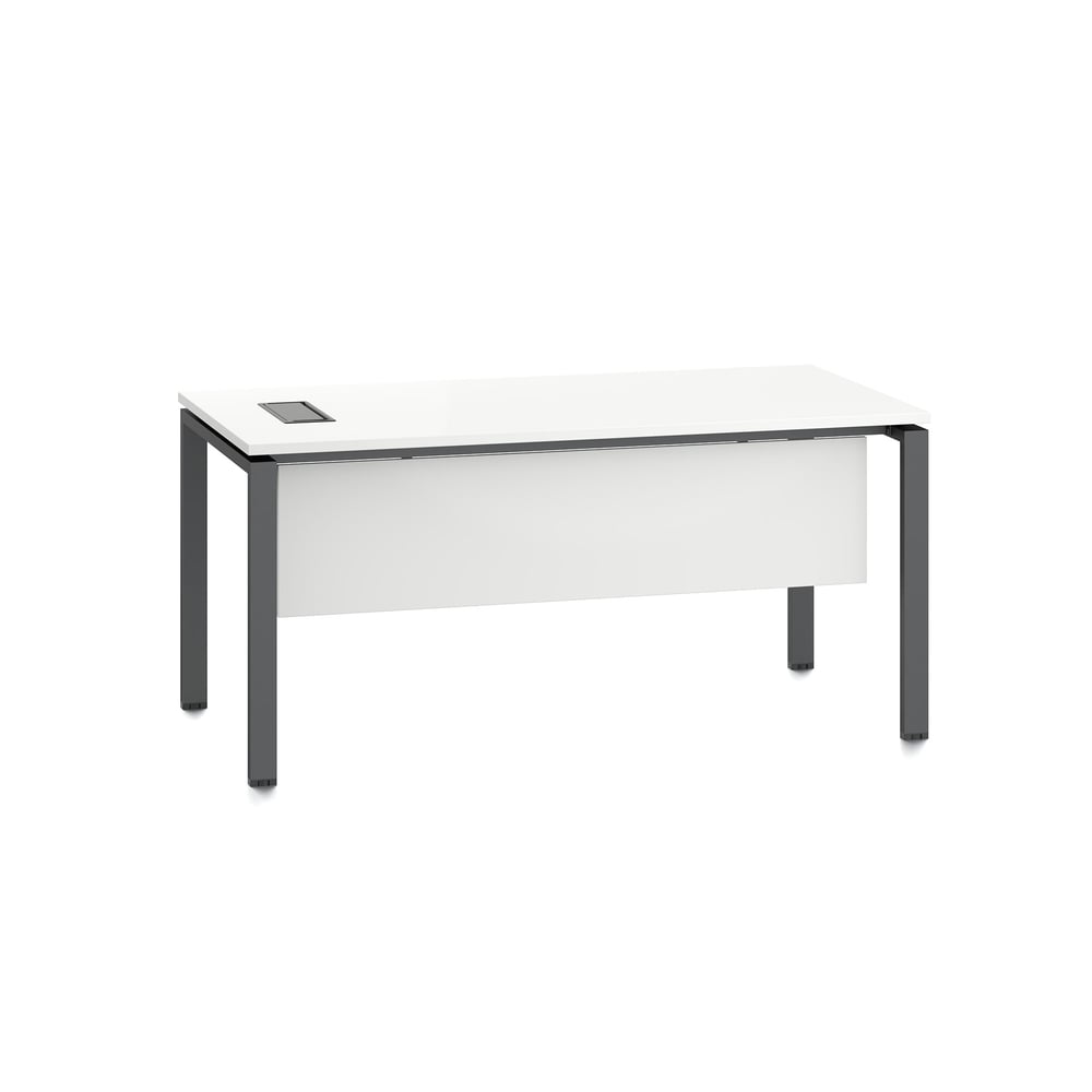 Бюро RFG Monaco, 1600 x 800 x 750 mm, ПДЧ 25 mm, с отвор за кабели, бял плот, черни метални крака