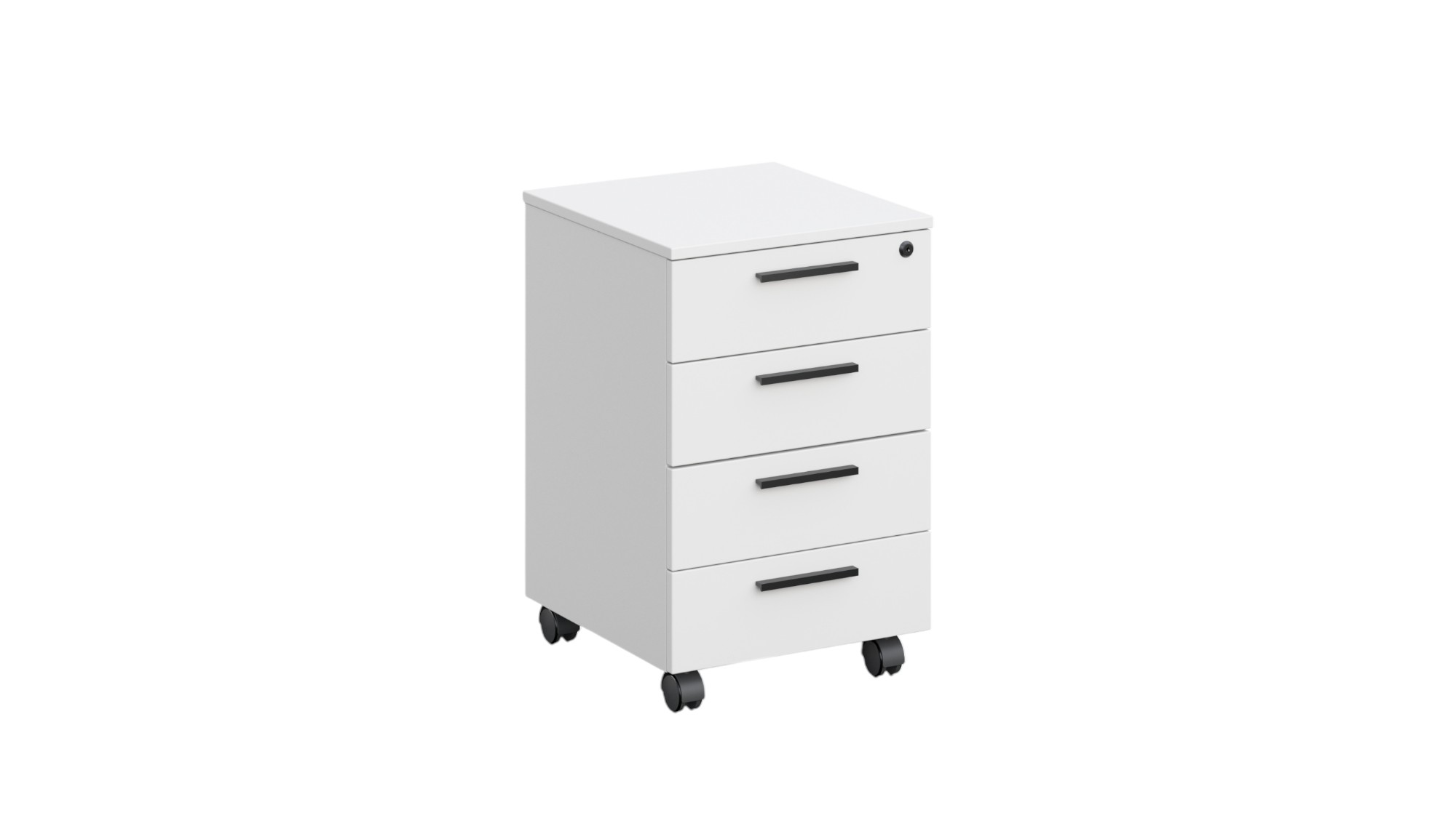 Desk container RFG Monaco, with 4 drawers, 400 x 500 x 620 mm, with lock, chipboard, white