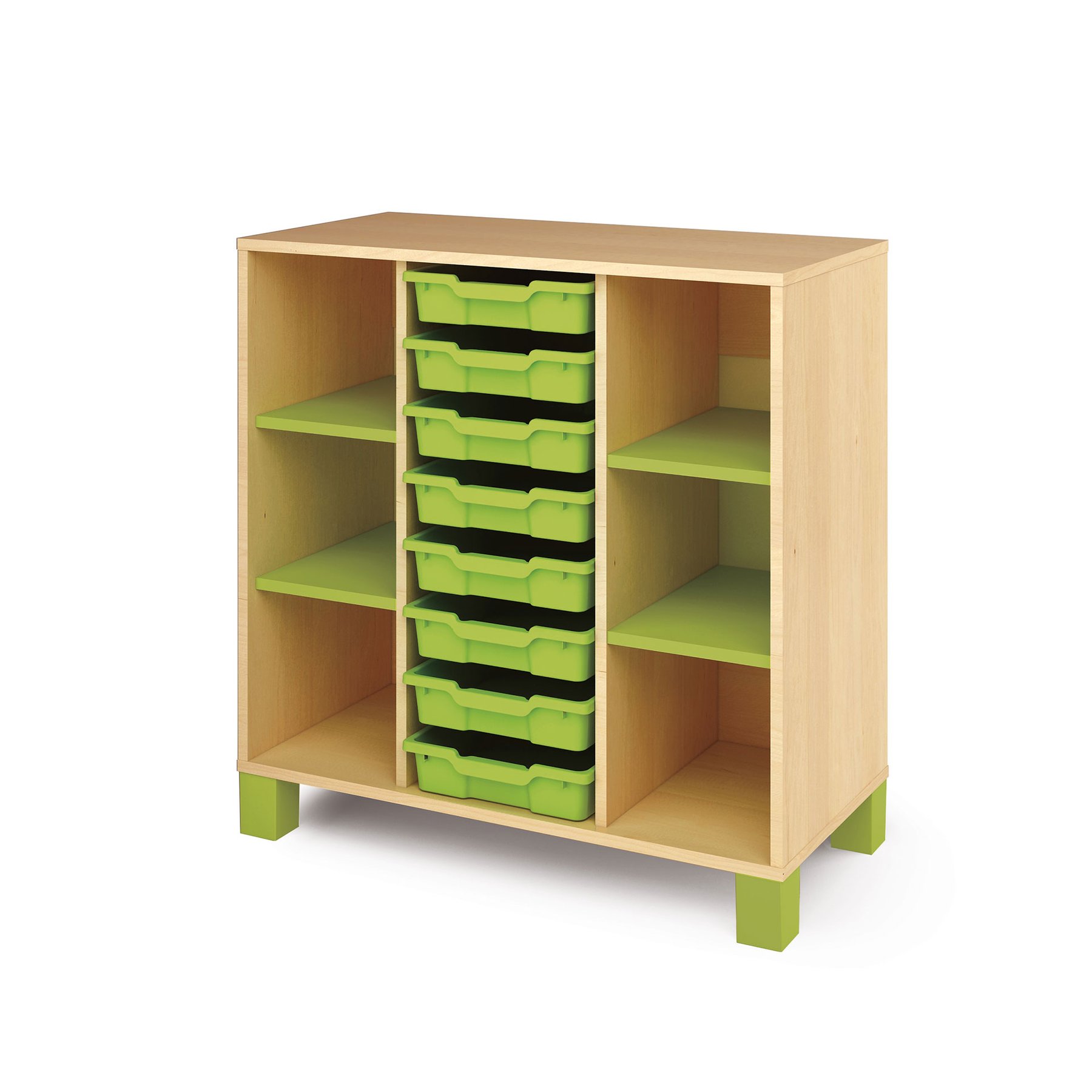 Nowa Szkola Drawer unit with trays and shelves, green