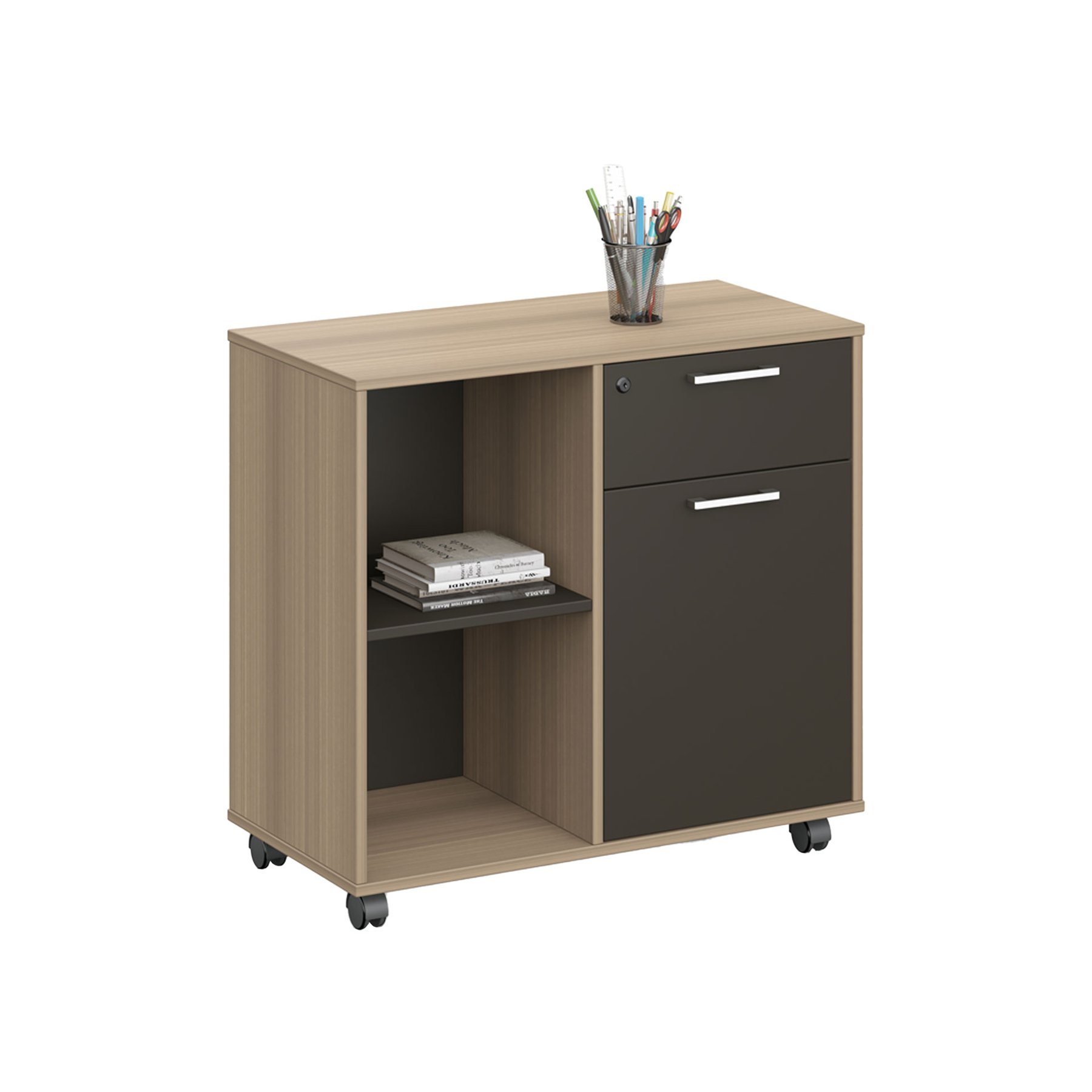 RFG Cabinet Milano, 800 x 400 x 750 mm, light oak and dark grey