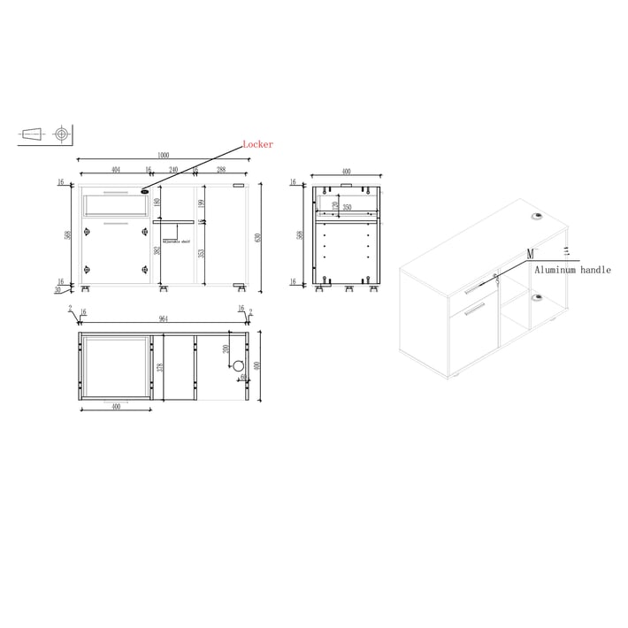 RFG Cabinet Monaco, 1000 x 400 x 630 mm, white