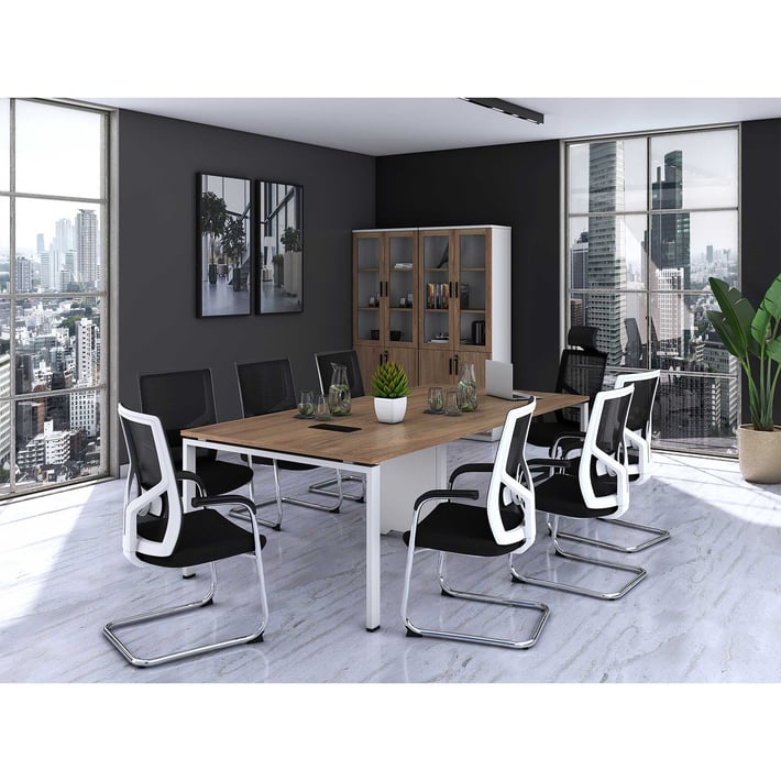 Шкаф RFG Monaco, със стъклени врати, 800 х 400 х 2000 mm, ПДЧ, бряст и бяло