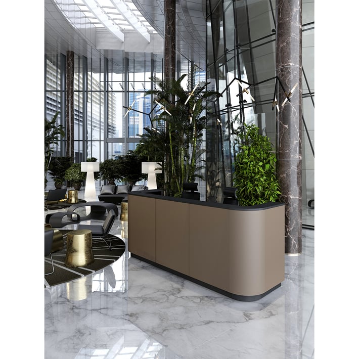 RFG Reception counter module Point, curved, right, 100 x 80 x 112.50 cm