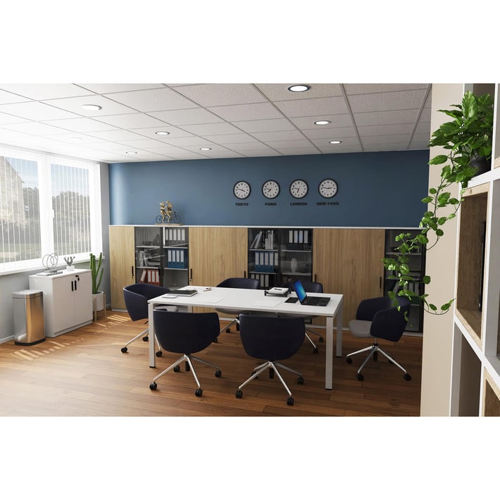 Заседателна маса RFG Monaco, 2000 х 1000 х 750 mm, правоъгълен плот, ПДЧ 25 mm, метална основа, бяла