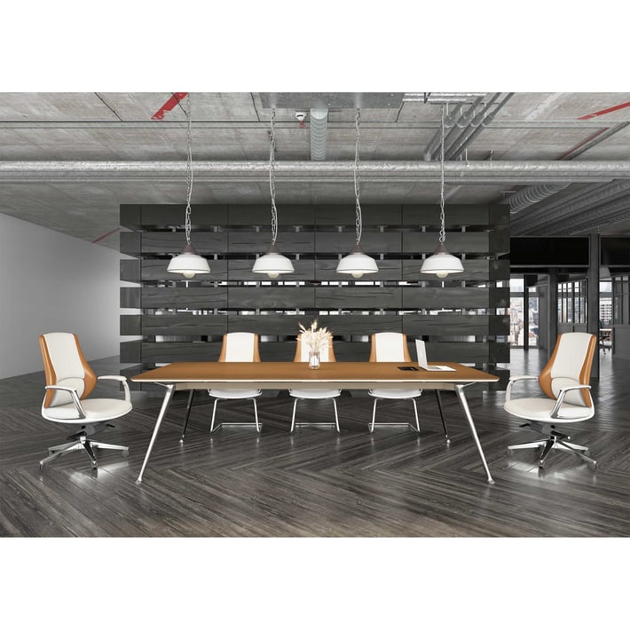 Заседателна маса RFG Paris, 2400 х 1200 х 750 mm, правоъгълен плот, ПДЧ 25 mm, орех и светлосиво