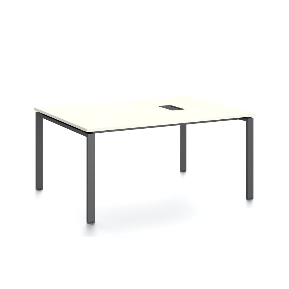 Заседателна маса RFG Monaco, 1600 x 1200 x 750 mm, ПДЧ 25 mm, с отвор за кабели, бял плот, черни метални крака