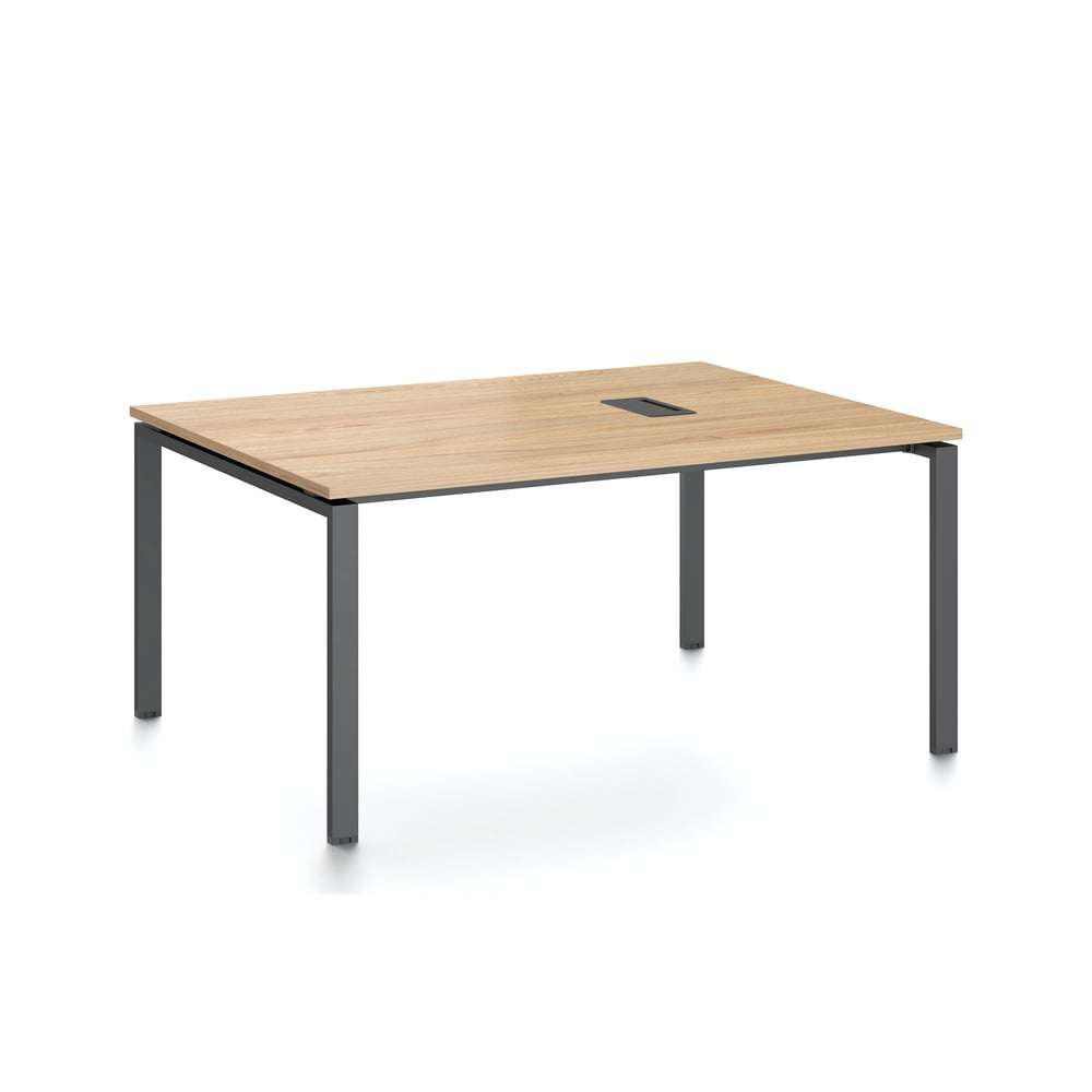 Заседателна маса RFG Monaco, 1600 x 1200 x 750 mm, ПДЧ 25 mm, с отвор за кабели, плот бряст, черни метални крака