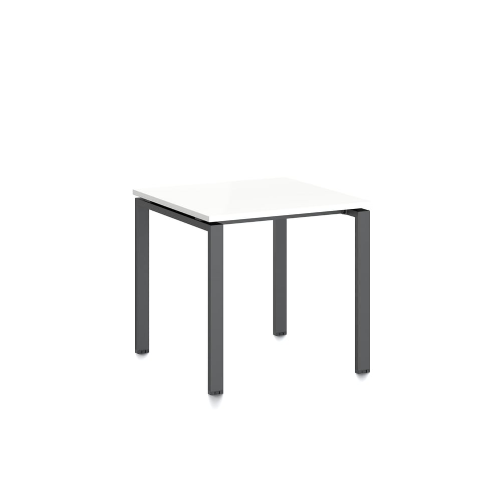 Заседателна маса RFG Monaco, 800 x 800 x 750 mm, ПДЧ 25 mm, бял плот, черни метални крака