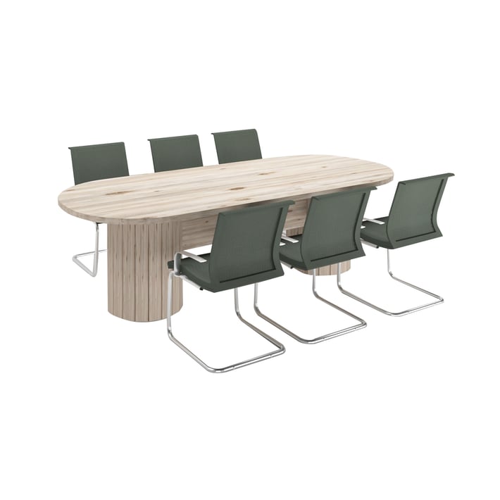 Заседателна маса Z702, 260 x 110 x 74 cm, овален плот, ПДЧ 36 mm