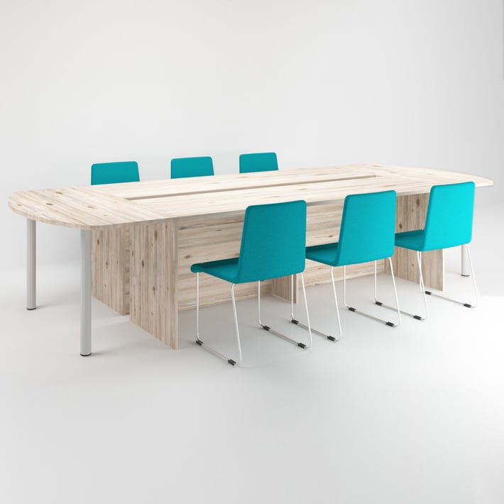 Заседателна маса ZM102, 360 x 140 x 75 cm, овален плот, ПДЧ 25 mm, цвят лукс