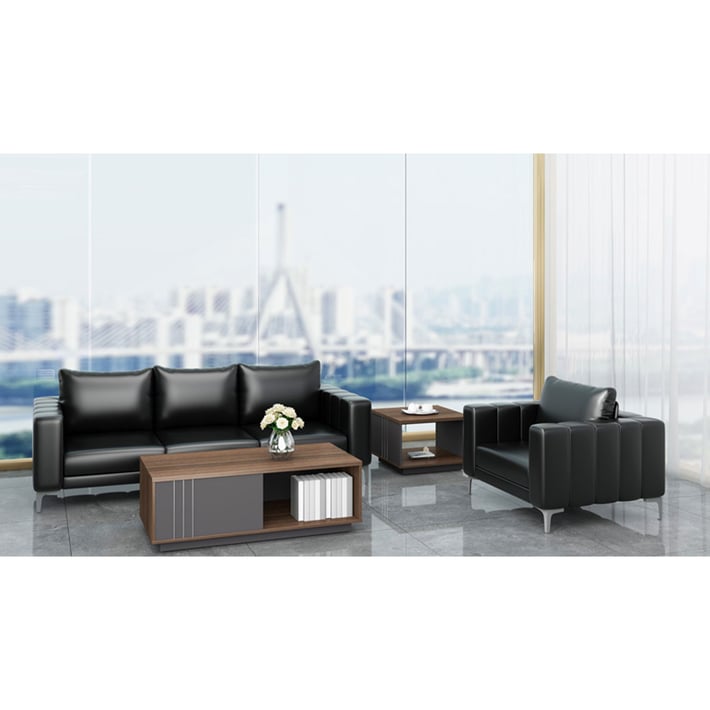 Ниска маса RFG Chicago, 600 х 600 х 420 mm, квадратен плот, ПДЧ 25 mm, дъб Рейн и тъмносиво