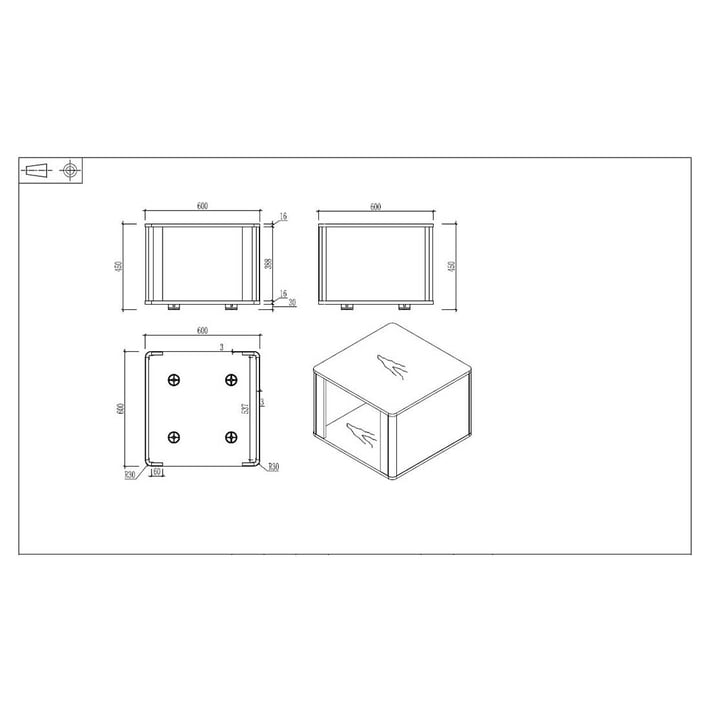Ниска маса RFG Parma, 600 х 600 х 450 mm, квадратен плот, ПДЧ 25 mm, орех и тъмносиво