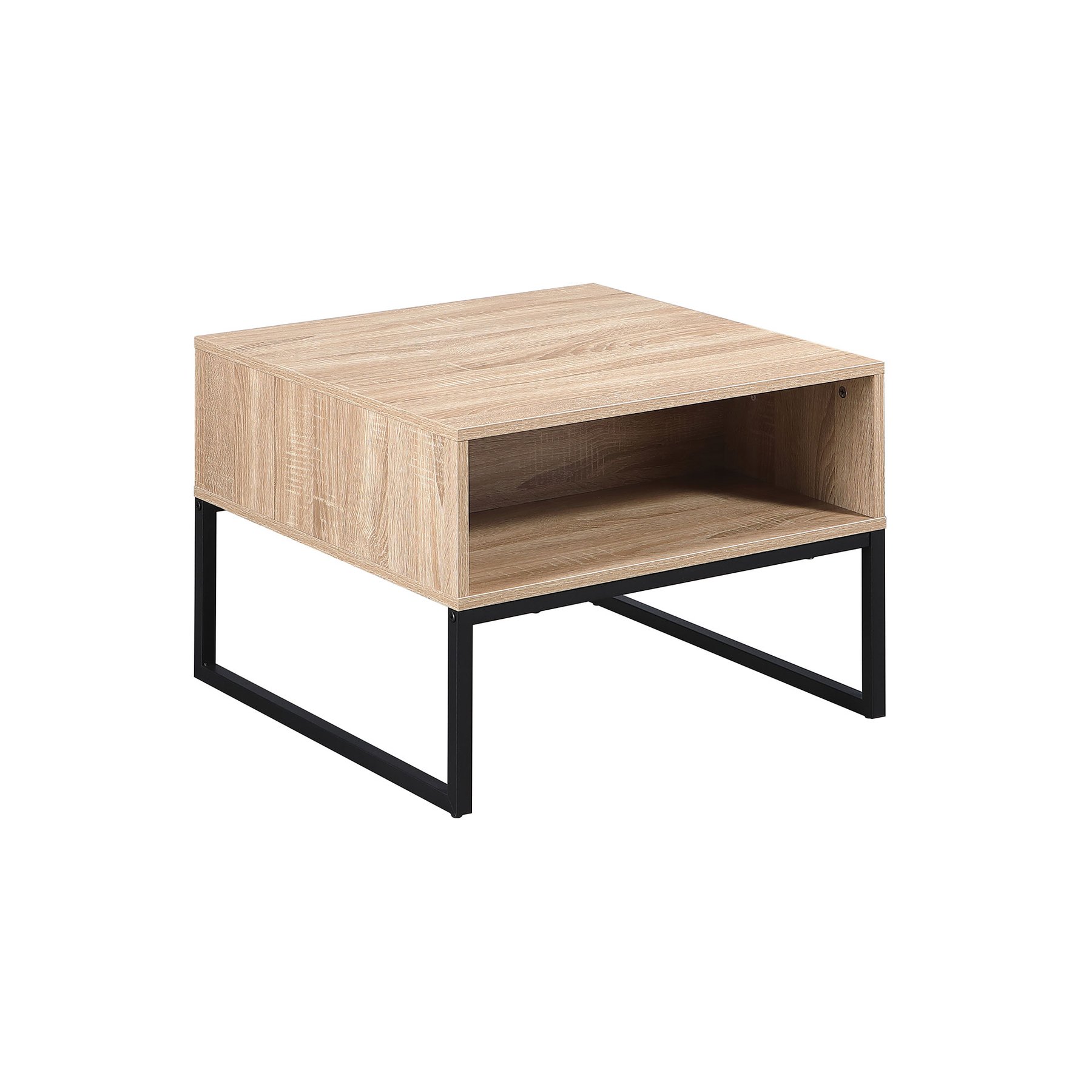 RFG Space coffee table, 600 x 600 x 450 mm, square top, 15 mm particleboard, sonoma oak, black metal legs