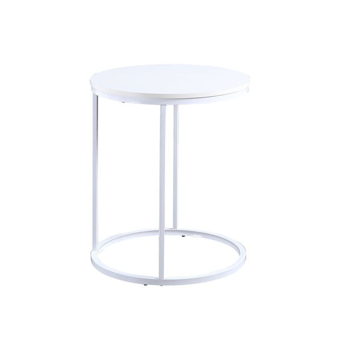 RFG Ниска маса Tом, 500 х 500 х 600 mm, кръгъл плот, ПДЧ 15 mm, бял, бели метални крака