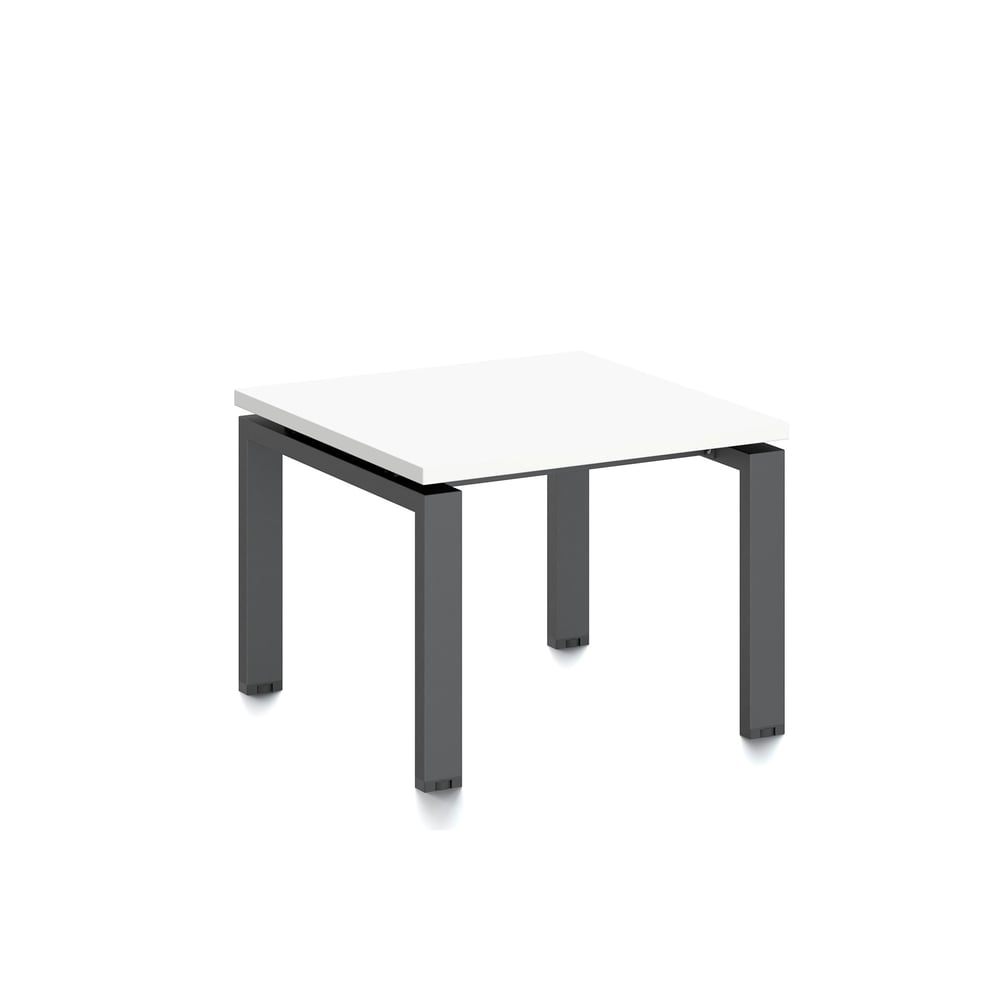 Ниска маса RFG Monaco, 600 x 600 x 450 mm, ПДЧ 25 mm, бял плот, черни метални крака