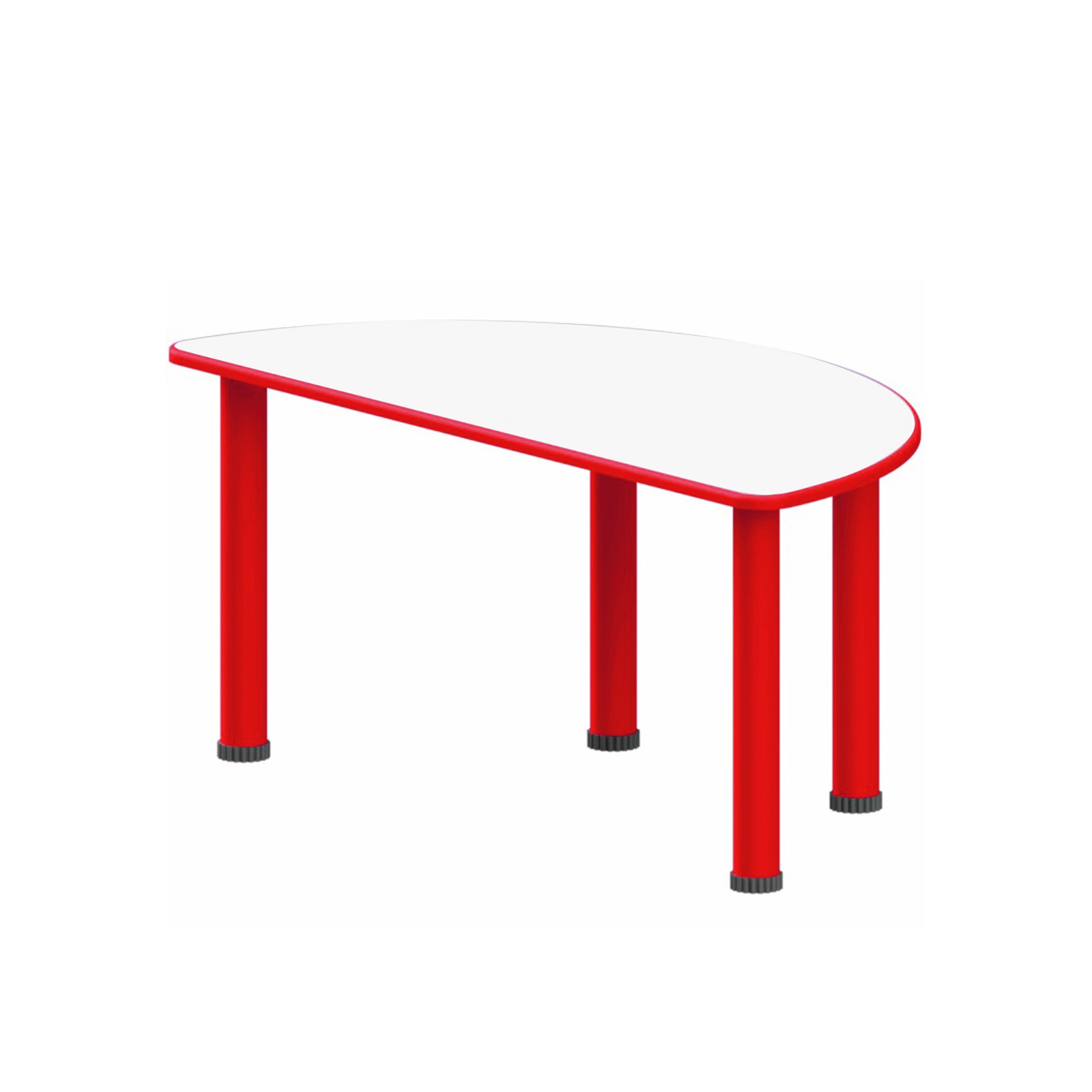 RFG Children’s table, semicircular, 1200 x 600 x 540 mm, white top, red metal