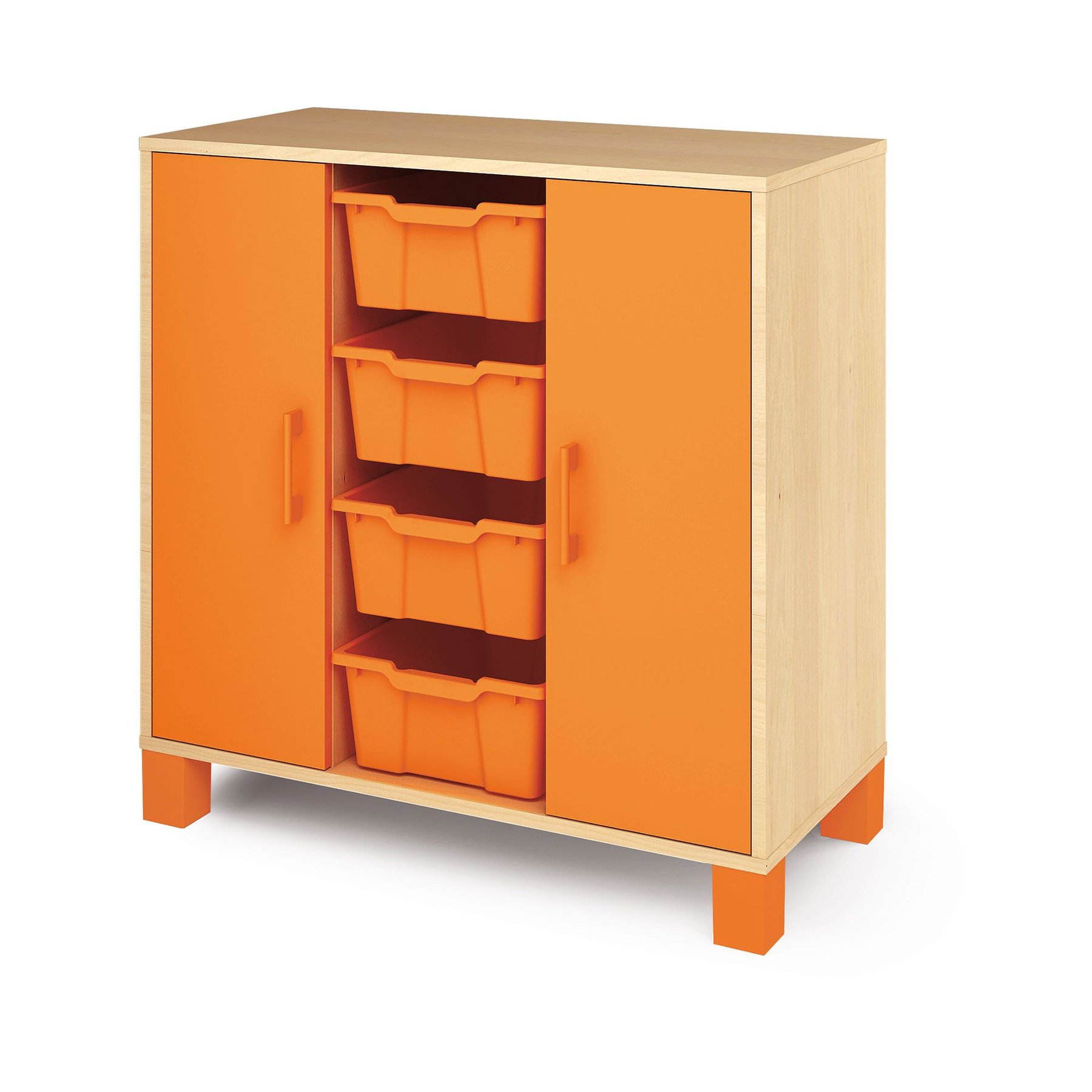 Nowa Szkola Cabinet Fresh, with doors and 4 trays, orange