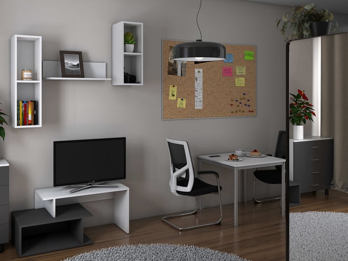 RFG TV cabinet, 1250 x 500 x 500 mm, grey base, sonoma oak top