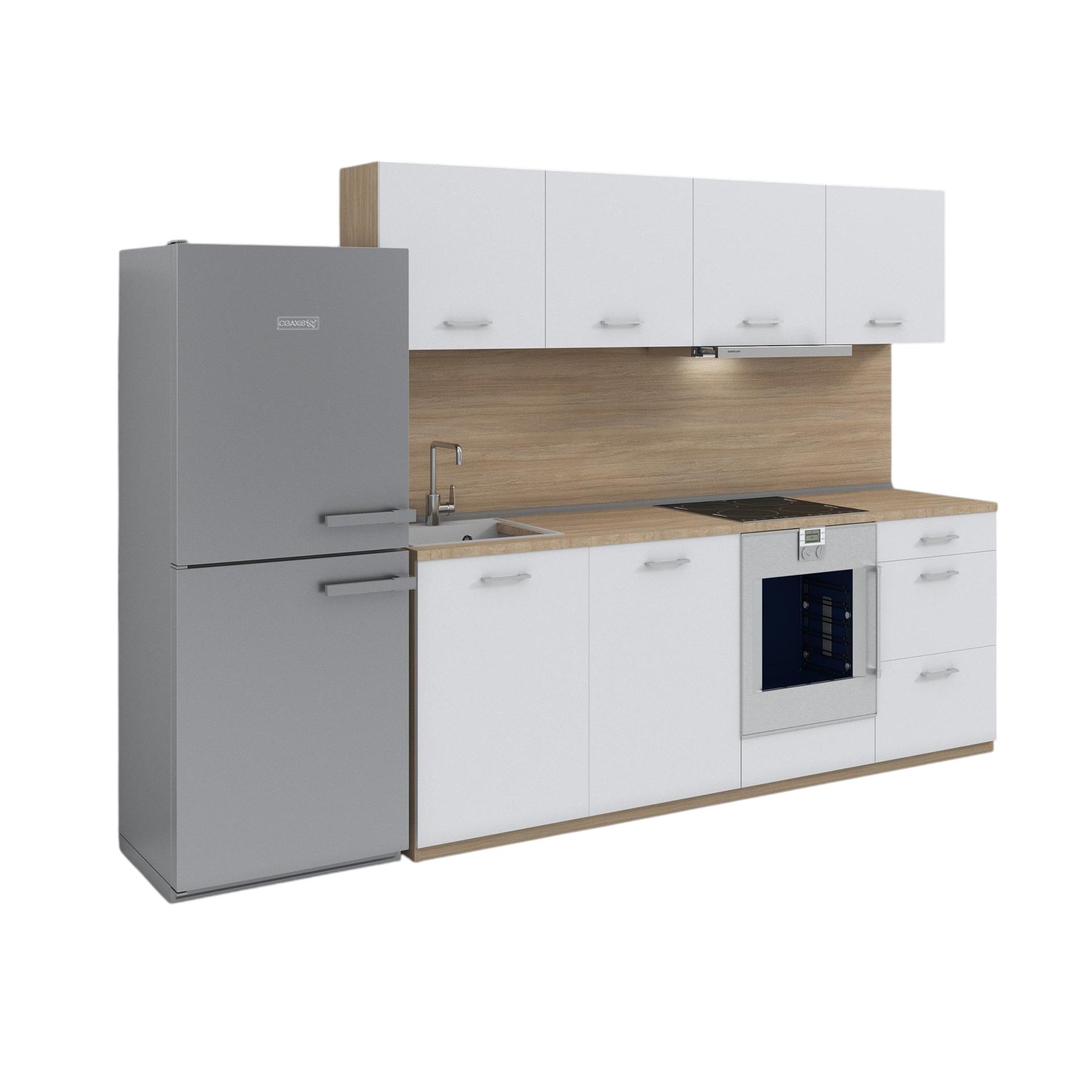 RFG Kitchen, 2400 x 600 x 2100 mm, sonoma oak and white