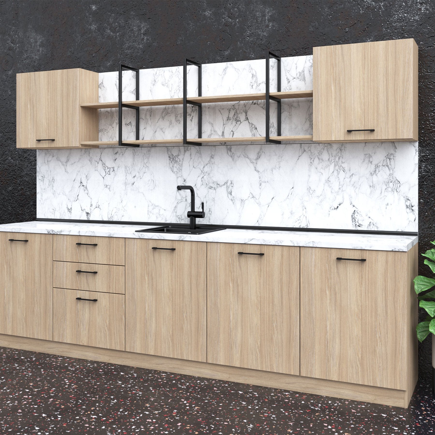Kitchen Allegra, 3000 x 600 x 2110 mm, luxury color