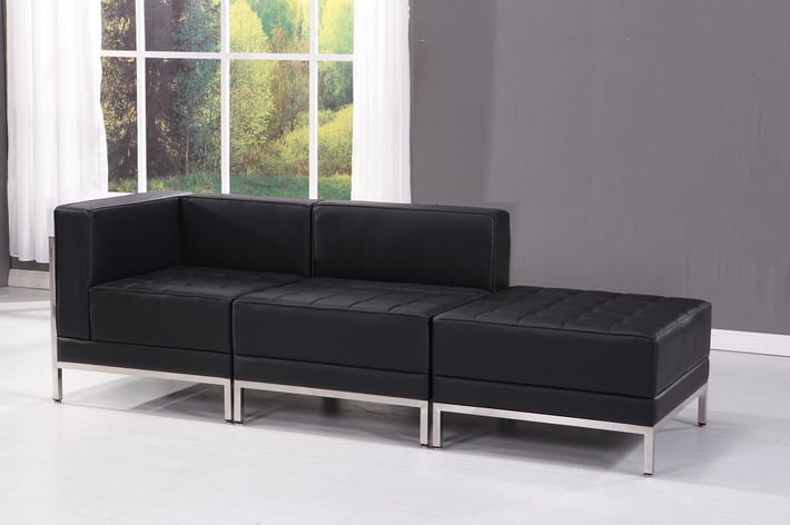 Табуретка RFG Neo, квадратна, екокожа, 700 х 700 х 450 mm, черен