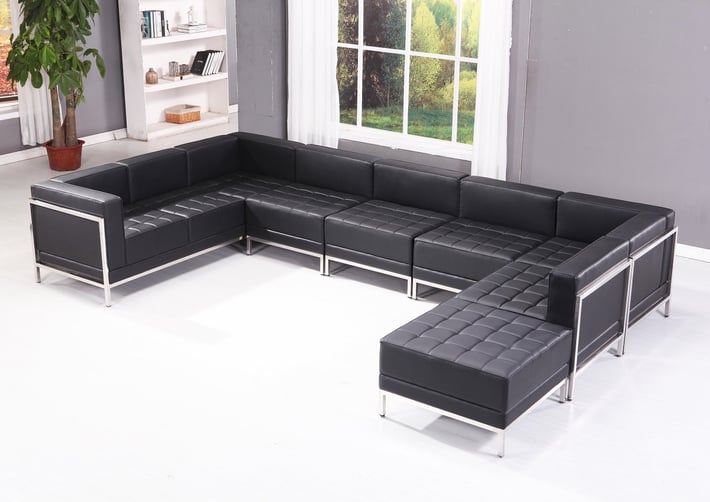 Табуретка RFG Neo, квадратна, екокожа, 700 х 700 х 450 mm, черен