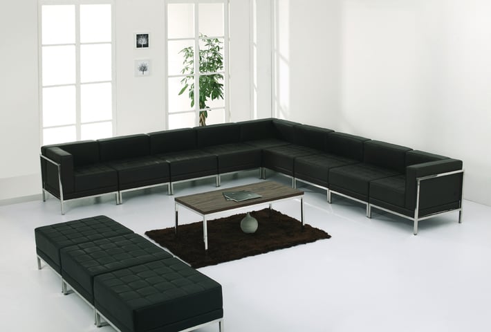 Табуретка RFG Neo, квадратна, екокожа, 700 х 700 х 450 mm, черен