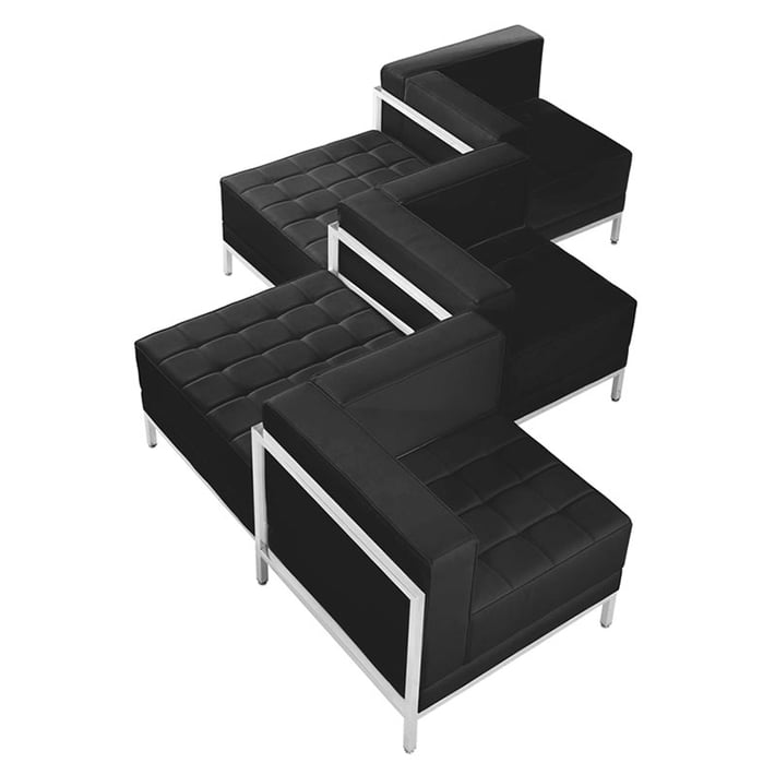 Табуретка RFG Neo, квадратна, екокожа, 700 х 700 х 450 mm, черен