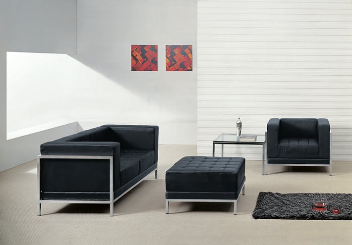 Табуретка RFG Neo, квадратна, екокожа, 700 х 700 х 450 mm, черен