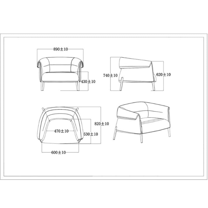 Фотьойл RFG Megan, с подлакътник, текстил, 890 х 820 х 740 mm, черен