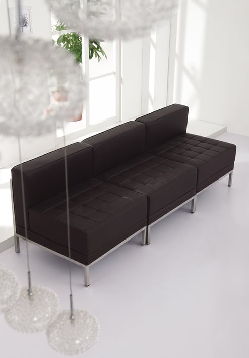 Диван RFG Neo, двуместен, екокожа, метална основа, 1450 х 720 х 700 mm, черен