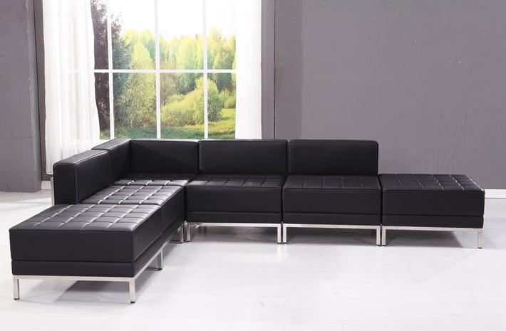 Диван RFG Neo, двуместен, екокожа, метална основа, 1450 х 720 х 700 mm, черен