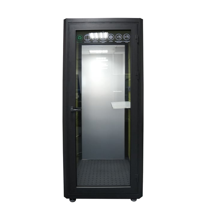 Шумоизолираща акустична кабина Flek, 960 х 1000 х 2300 mm, антрацит и зелено, сглобена мостра