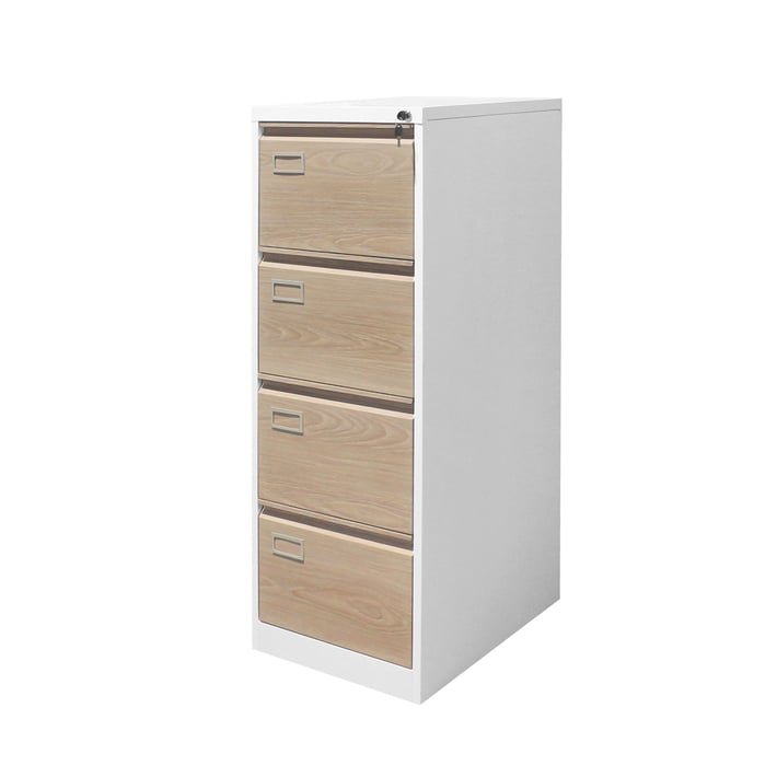 Кардекс RFG, метален, 1 x 4 чекмеджета, 452 х 620 х 1331 mm, кехлибарен дъб и бяло