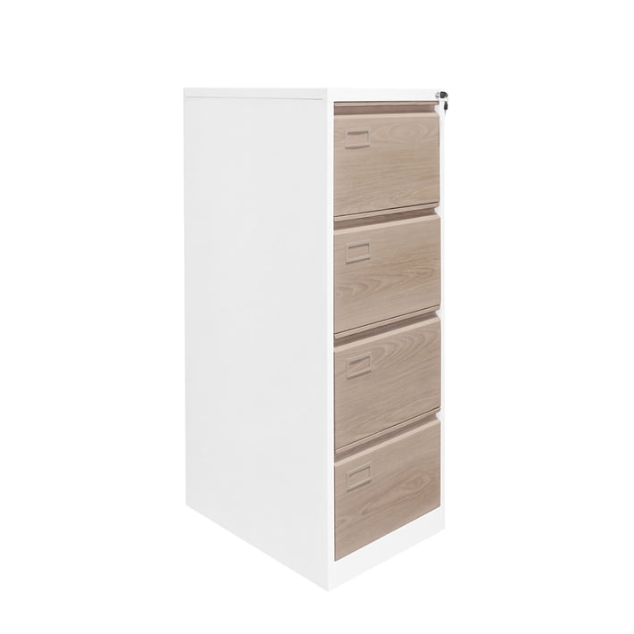 Кардекс RFG, метален, 1 x 4 чекмеджета, 452 х 620 х 1331 mm, кехлибарен дъб и бяло