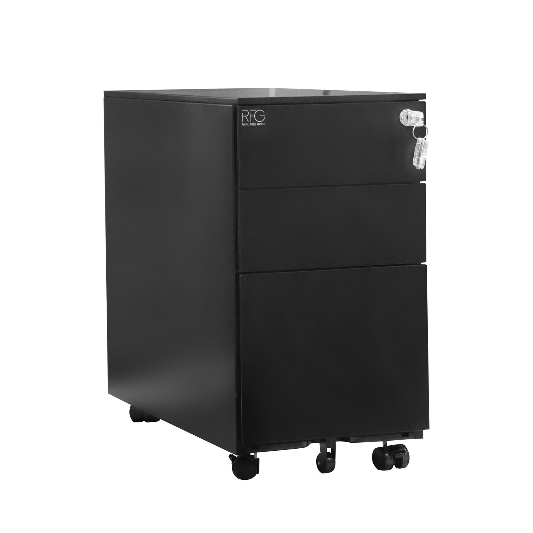 RFG Pedestal, metal, three drawers with lock, 300 ? 600 ? 560 mm, black