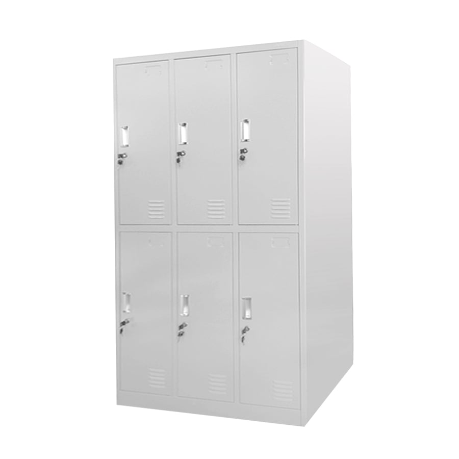 RFG Wardrobe, metal, triple, with six compartments, 185 x 90 x 45 cm, gray, gray doors