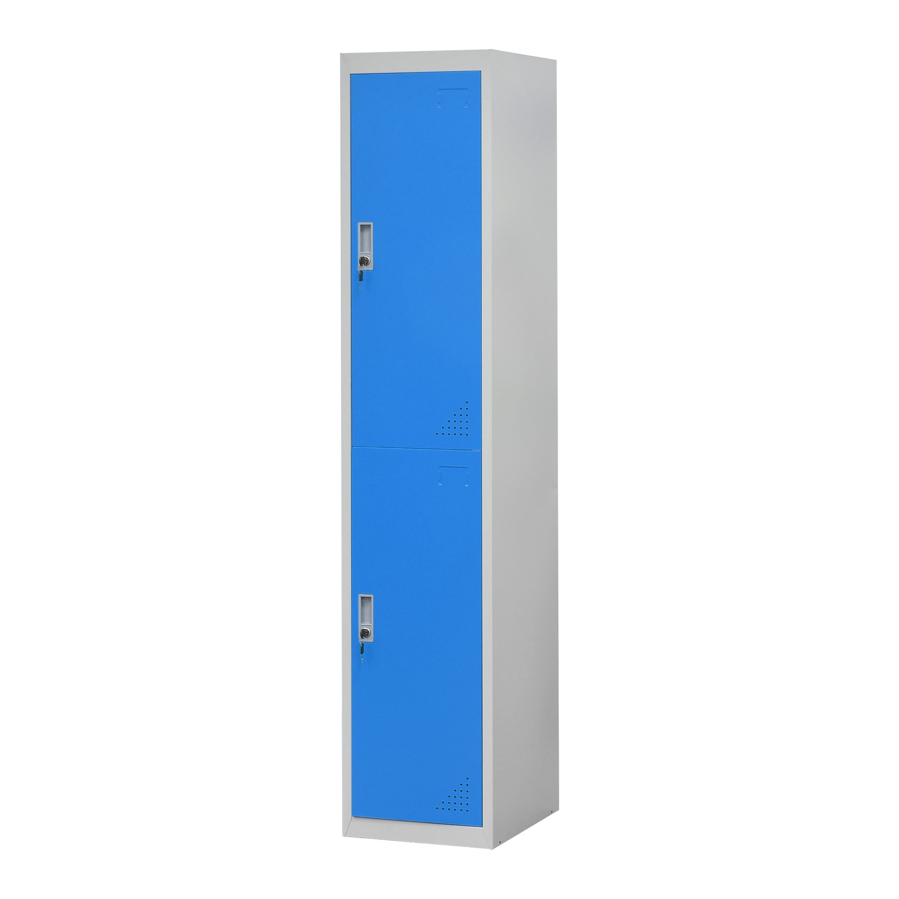 RFG Wardrobe, metal, single, with two compartments, 38 x 45 x 185 cm, grey body, blue doors