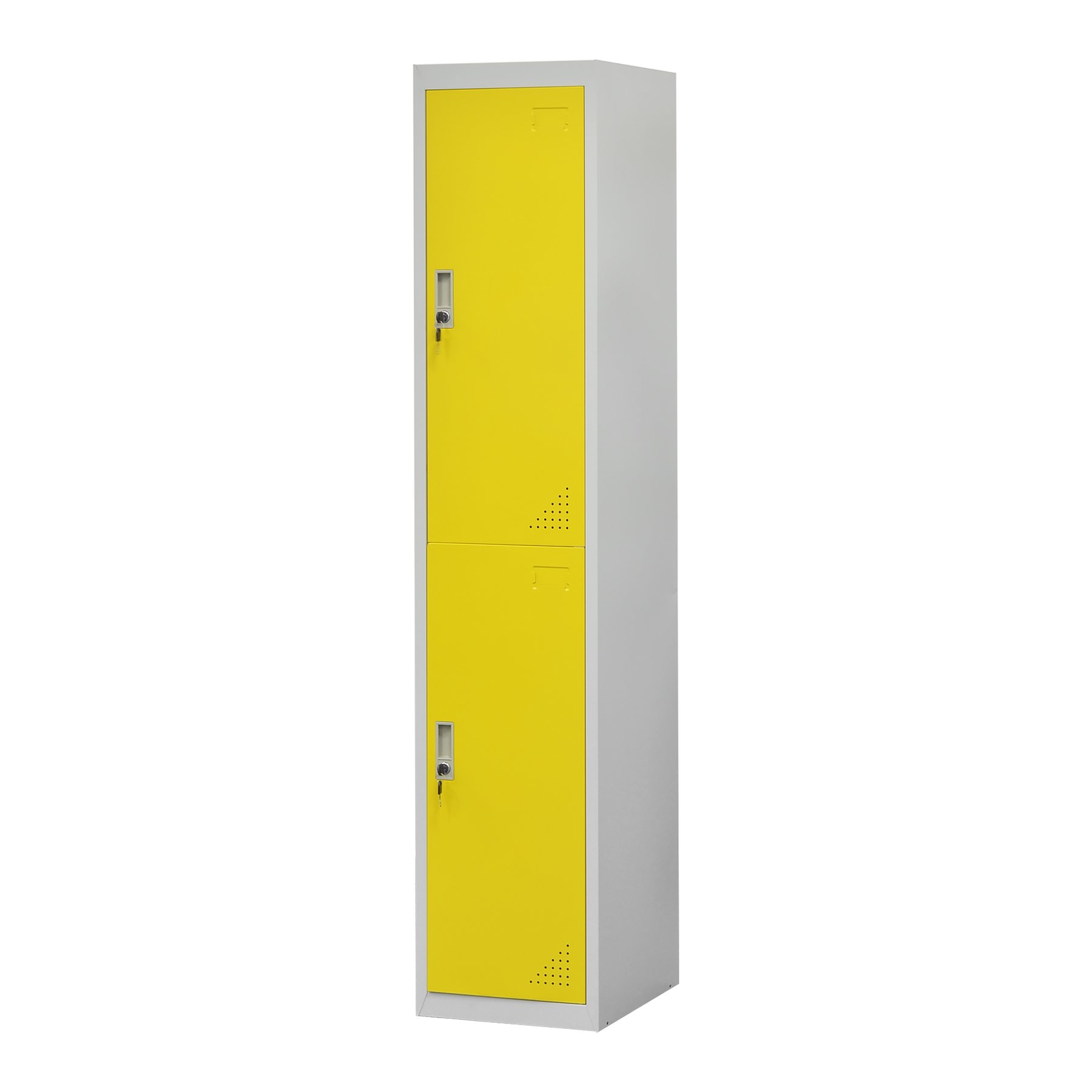 RFG Wardrobe, metal, single, with two compartments, 38 x 45 x 185 cm, gray body, yellow doors