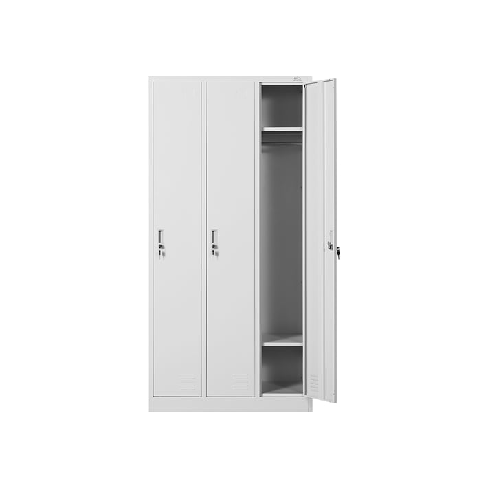 Гардероб RFG, метален, троен, 90 х 45 х 185 cm, сив