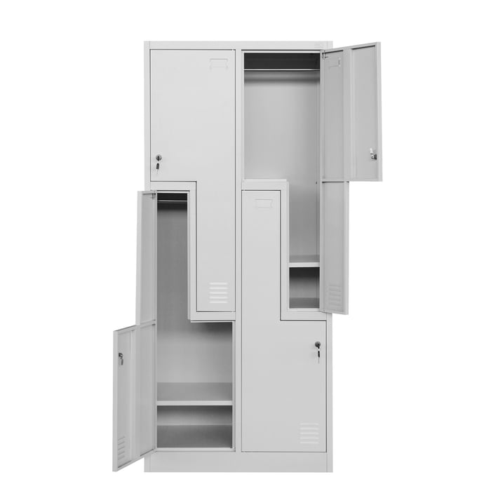 Гардероб RFG, двоен, метален, Z-образни врати, 800 х 450 х 1850 mm, сив