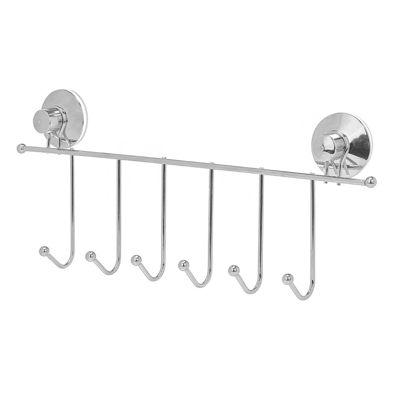 Over-the-door hook Berilo, vacuum, 6 hooks, silver