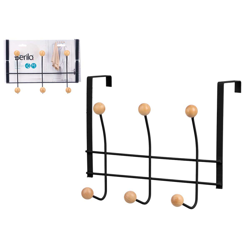 Over-the-door hook Berilo, 6 hooks, black