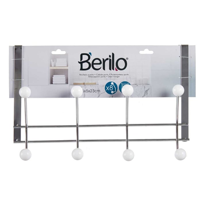 Закачалка за врата Berilo, 6 куки, бяла