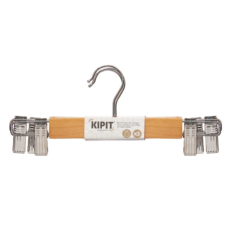 Clothes hanger Kipit, wooden, with skirt clip,.3 pcs