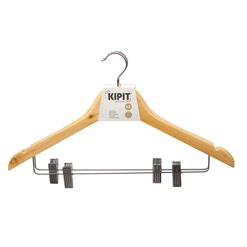Clothes hanger Kipit, wooden, with trouser clip,.2 pcs