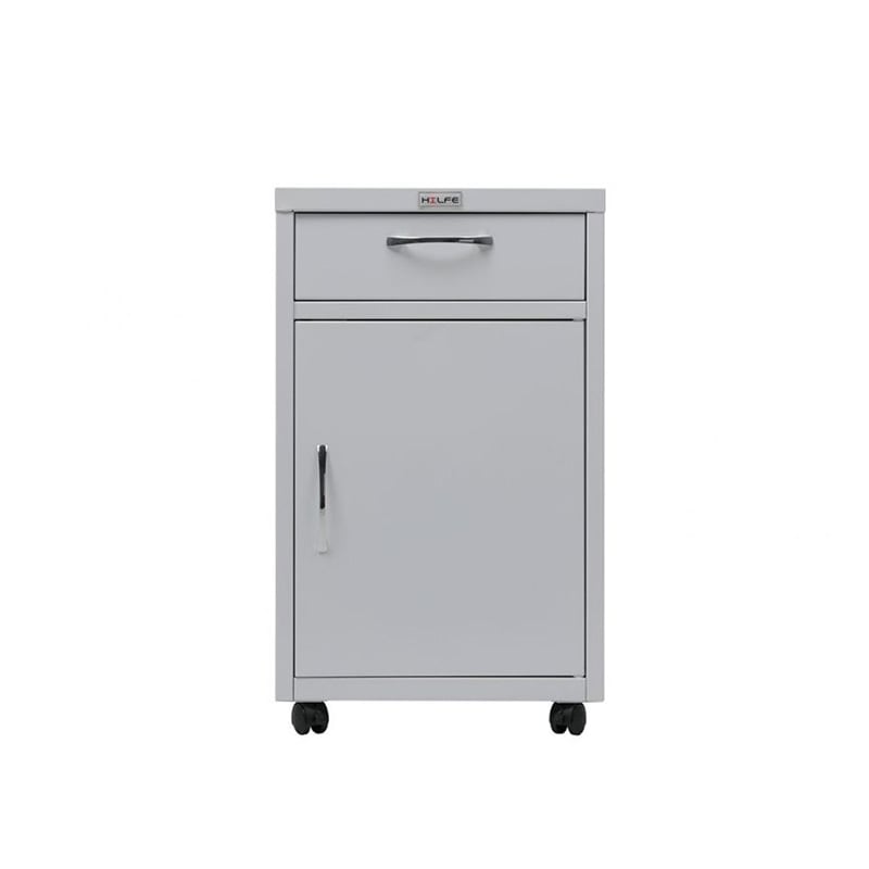 Cabinet, hospital, with drawer, 490 x 420 x 707 mm, white metal