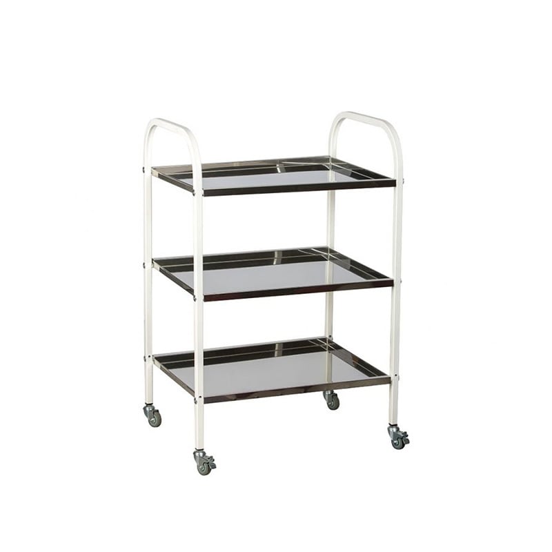 Table, medical, on wheels, with three shelves, 630 x 470 x 960 mm