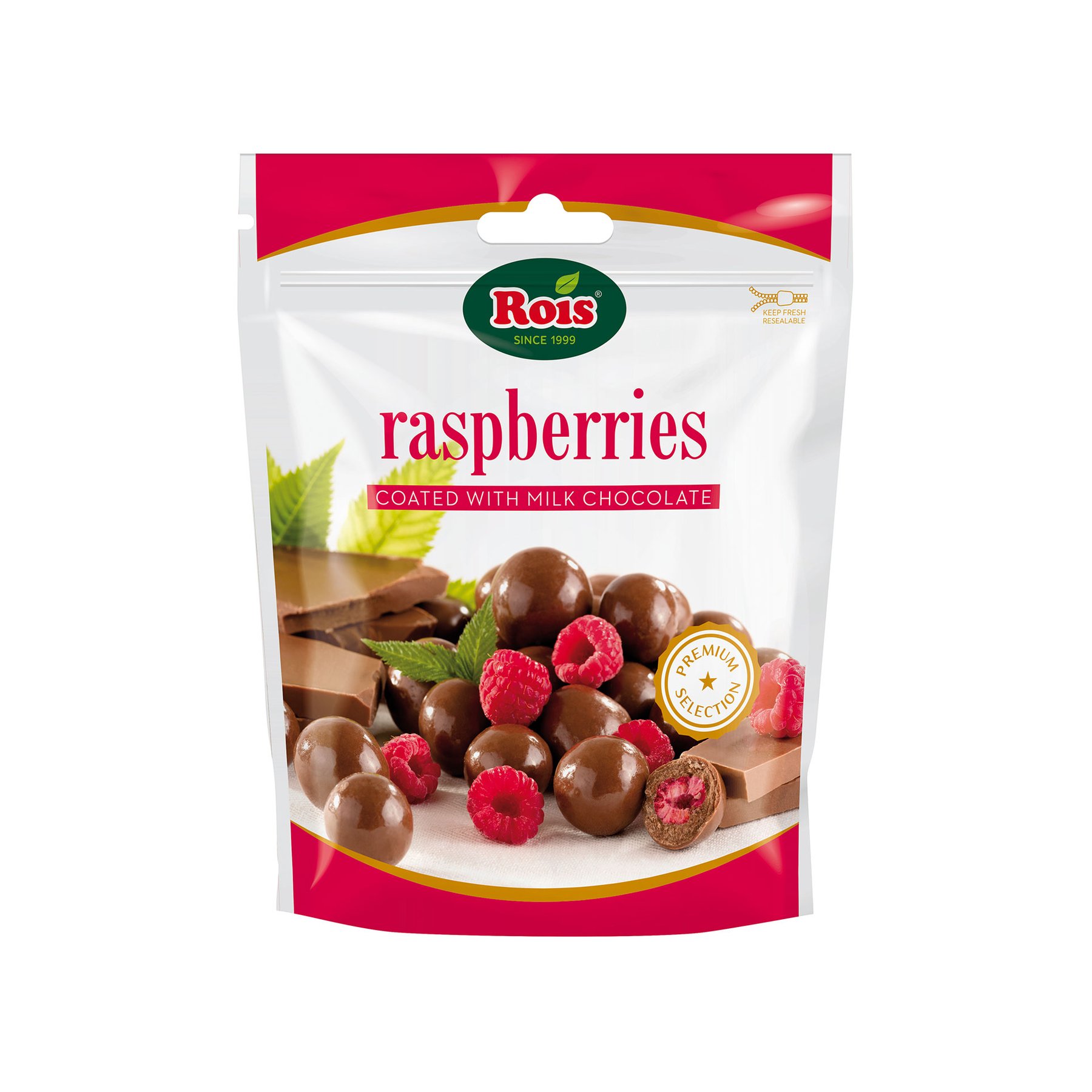 Rois Choco Raspberry, with milk chocolate, 100 g